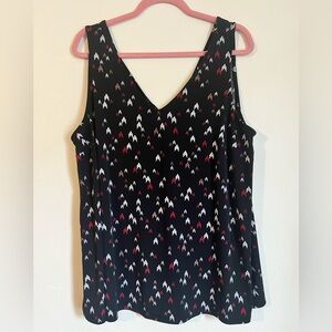 Torrid Black Geometric V-Neck Sleeveless Tank Top Size 2
